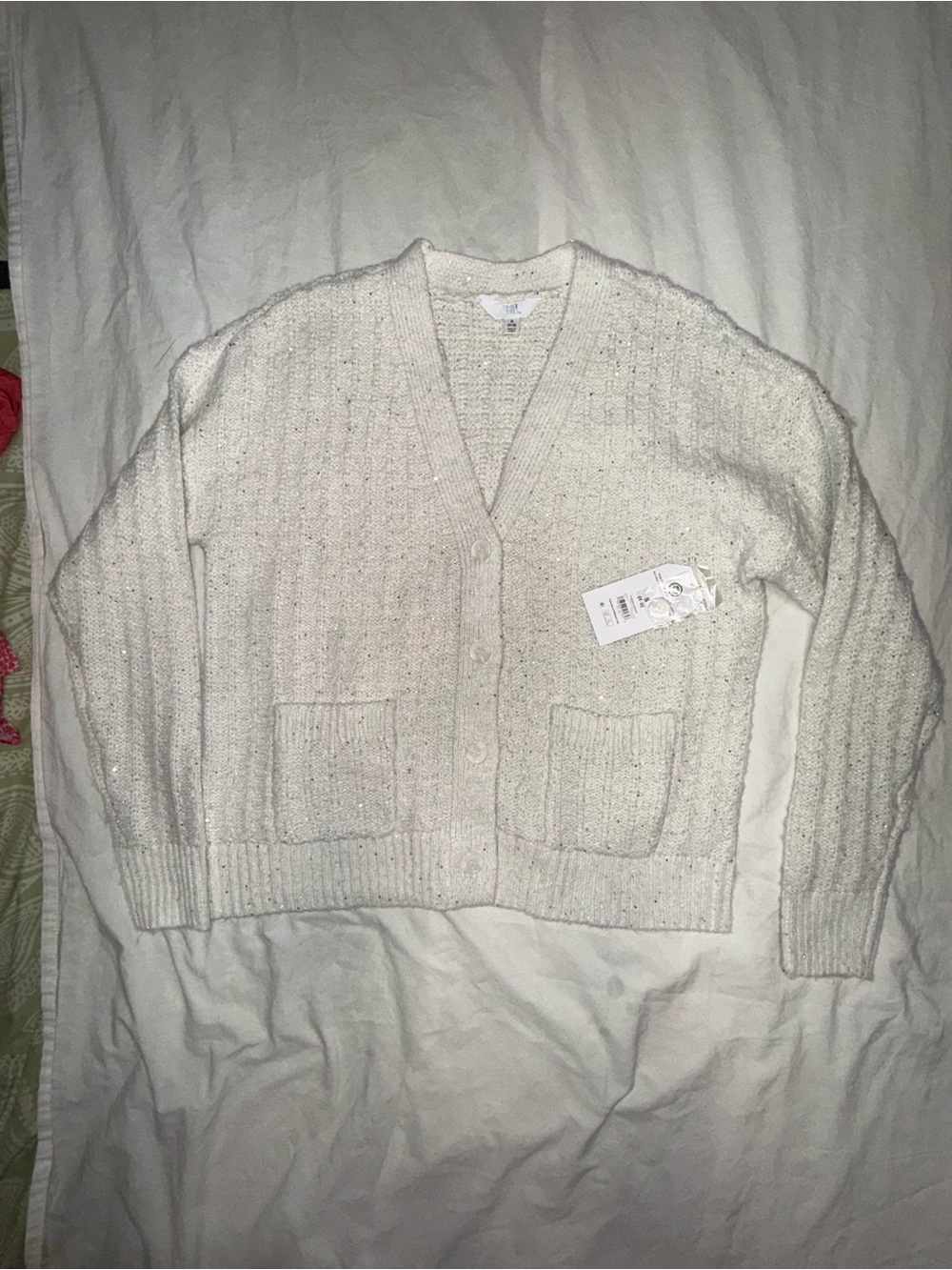 Time and Tru Cream Knit Button-Front Cardigan Very Soft Size Small NWT